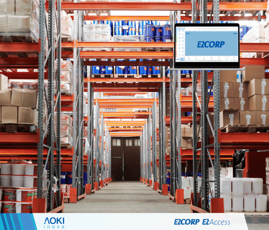 Gestão de Estoque do E2Corp oferece rastreabilidade completa de entradas e saídas, controle por lote, curva ABC, integração com compras e vendas, e alertas automáticos de ruptura ou excesso.