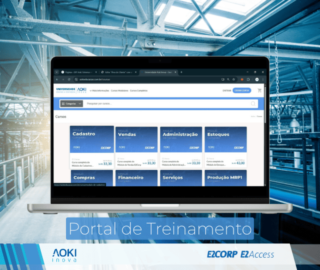 Com a facilidade de acesso à nossa plataforma e aos recursos digitais, gestores e equipes aprendem a implantar e operar o ERP E2Corp sem sair da fábrica.